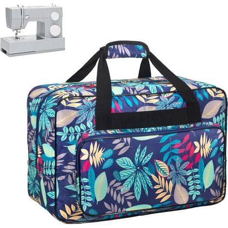 Borsa per macchina da cucire, custodia per cucito, borsa per il trasporto, borsa portaoggetti universale con scomparti e maniglia, azzurra, 46 x 23 x 32 cm (1/5)