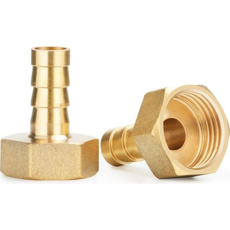 Juego de 2 racores de manguera con rosca hexagonal externa e interna para aire, agua, combustible, aceite y gas (1/2" IG x 10 mm). (1/5)