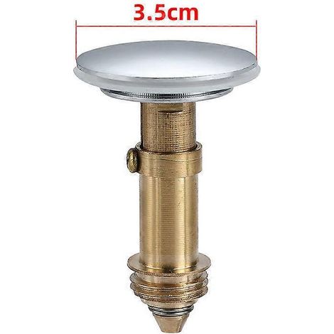 2 packs of pop-up button drain plugs 35mm sink plugs, in-line rebound core drain filter, chrome plated polished brass wash basin plugs, click on the s (1/4)