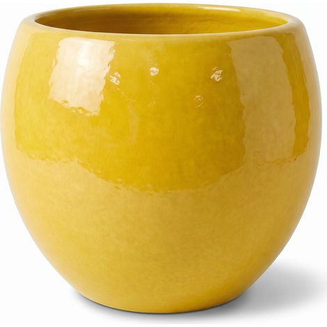 Pot grande taille d'extérieur MOZART 43x35cm citron acidulé, fait main en terre cuite émaillée, résistant au gel