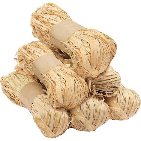 Bastband - Corde en Raphia Naturelle 3 à 5 mm - Pour Artisanat, Emballage Cadeaux, Bouquets et Jardinage - 6 Pièces de 50 g