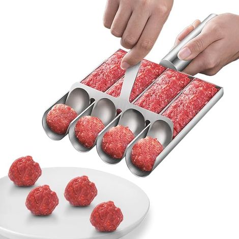 Meatball Maker Tool, Stainless Steel Fish Ball Shrimp Slippery Mold, Creative Kitchen Accessories Meatball Scoop, 2 tube (1/5)