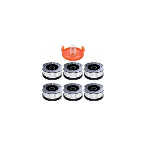 Paquete de 6 bobinas de hilo para desbrozadora de 1,65 mm – 9 m de nailon poliamida – Sistema de alimentación automática – Compatible con Black & Decker (1/4)