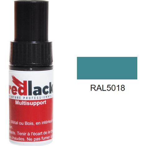 Flacone per ritocchi con pennello 9ml – RAL 5018 – Blu turchese – satinato – multisupporto – Redlack