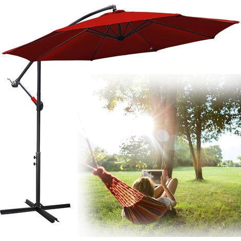 Parasol, parasol de jardin avec 6 baleines, parasol de marché inclinable, parasol de terrasse pour le jardin, la plage 300cm rouge (1/5)