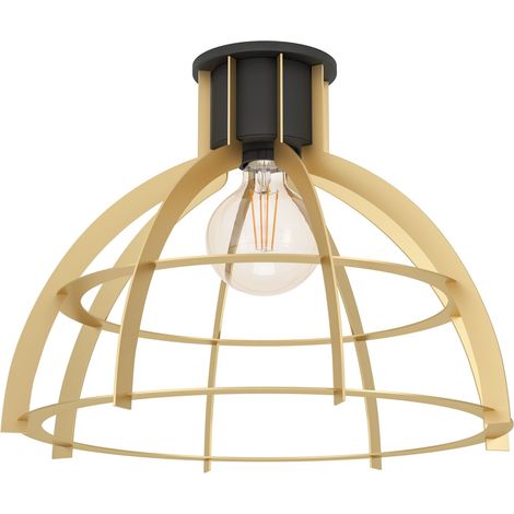 EGLO Deckenlampe Stillington, runde Deckenleuchte aus Stahl in schwarz und gold, Wohnzimmerlampe im Vintage und Retro Design, Lampe Decke Wohnzimmer, E27 Fassung, Ø 42 cm