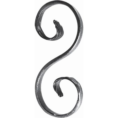 Volute en S finition queue de carpe - Hauteur 155mm Largeur 72mm Plat lisse 12x6mm - Fer forgé - À souder - DECO FER FORGE