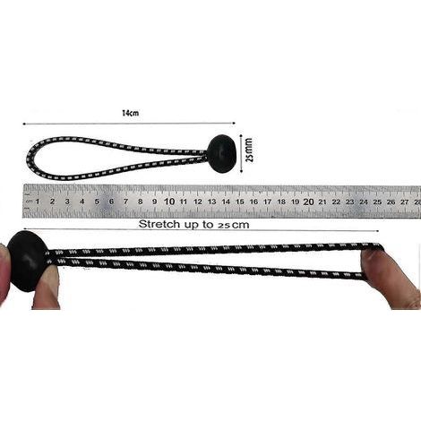 25 tendeurs élastiques professionnels en caoutchouc avec boule (noir, 140 mm) pour tentes, bâches, affiches. Tendeur de bâche, sangle élastique, support de bâche, caoutchouc pour bâche. (1/2)