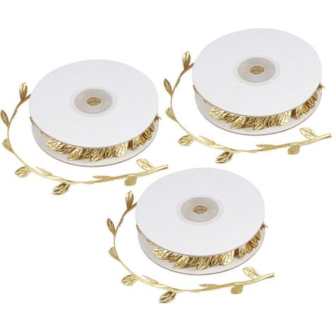 3 Roll Artificial Leaves Vine DIY Kindergarten Craft Wedding Decoration AccessoryGold