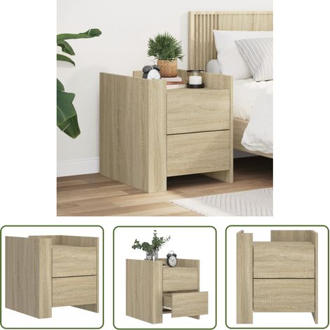The Living Store Nachttisch Sonoma-Eiche 45x50x50 cm Holzwerkstoff - Nachttisch - Beistelltisch - Wohnzimmerschreibtisch - Holzwerkstoff - Sonoma-Eiche (1/5)
