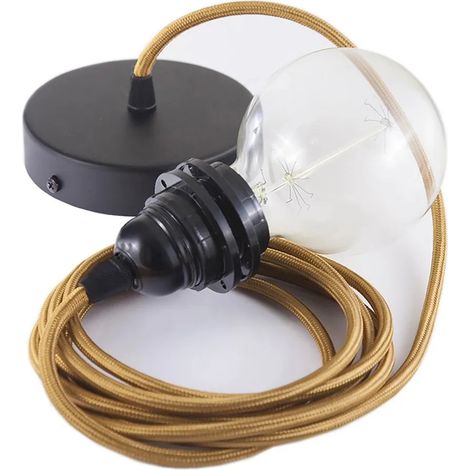 Lampada sospensione Creative Cables rm22 cavo seta whisky (1/3)