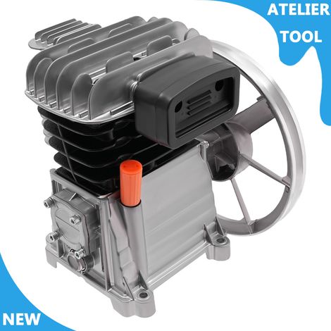 ATELIER Tête de pompe de compresseur d'air Tête de compresseur d'air avec 2 cylindres Tête de compresseur d'air avec poulie à ceinture (1/5)