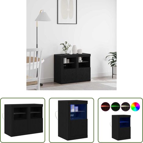 vidaXL RGB-LED-Streifen -  LED-Sideboard 2 pcs Schwarz Eichen-Optik 41 x 37 x 67 cm (1/5)
