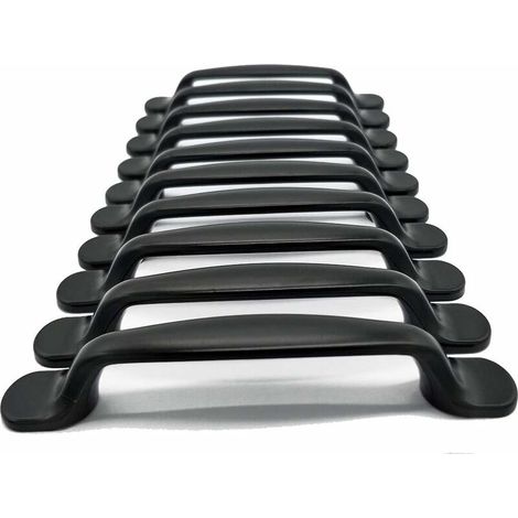 Green Mobility-Boutons et poignées de meubles,10x Qrity 96mm La porte noire d'armoire de cuisine tire la poignée de tirette de meubles (1/4)
