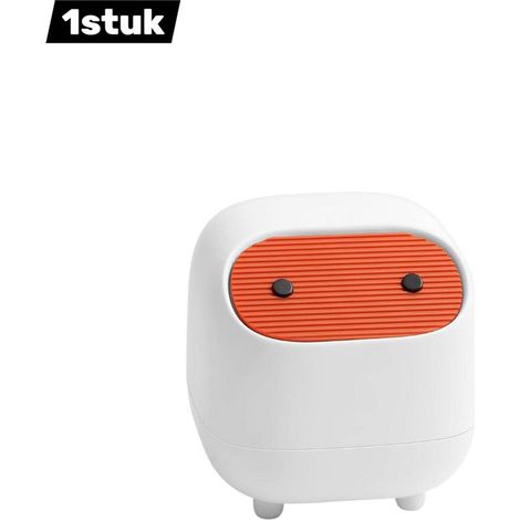 Compact mini bin with lid for office and bathroom, white (1/4)
