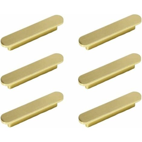 Juego de 6 tiradores dorados para armario de cocina, de latón cepillado, con una distancia entre centros de 128 mm. (1/5)