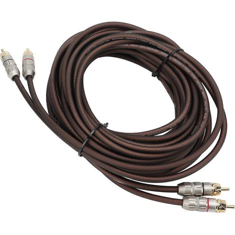 Câble RCA de voiture de 1 m de long, 2 prises vers 2 prises, câble en cuivre recouvert de caoutchouc silicone pour caissons de basses et systèmes stéréo (1/5)