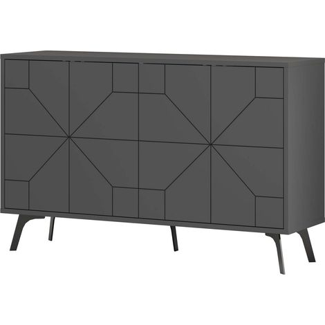 Buffet en bois "Dune" - 123 x 35 x 62 cm - Gris anthracite