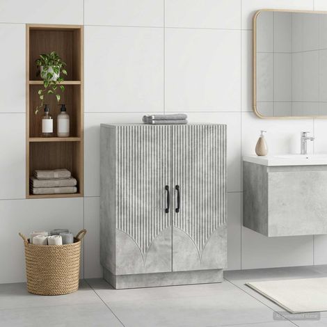 Beyamis  Meuble de Rangement pour Salle de Bain Gris Béton (1/5)