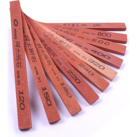 ATOPLEE Set di pietre per affilare i coltelli, 10 pezzi di pietra oleata per lucidatura in metallo verniciato in ceramica grana 120/150/180/220/240/320/400/600/800/1000 (1/4)