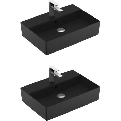 Conjunto de dos lavabos sobre encimera 60x42 cm Grafito CeramicPlus VILLEROY ET BOCH Memento 2.0