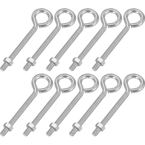 Anneaux À Vis, M5x50mm Acier Carbone, Argenté 10 Pcs Avec Écrou (1/5)