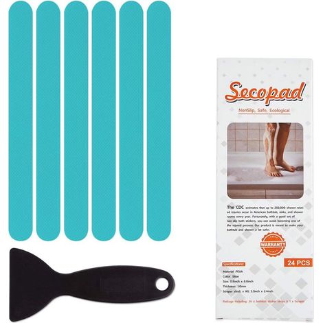 QAZQA Autocollants antidérapants pour baignoire, douche, tapis de bain - Bleu (1/5)