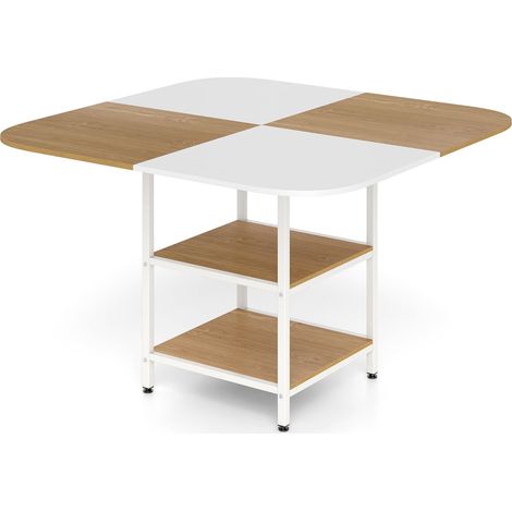 Tavolo da pranzo con ripiani, 120x120 cm, 4 posti a sedere