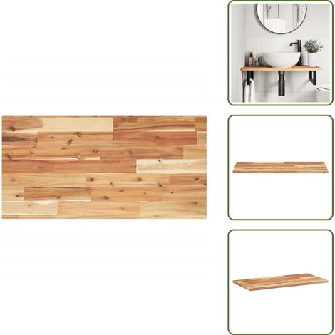 The Living Store Dessus de meuble de salle de bain finition à l'huile acacia - Comptoir en bois d'acacia (1/5)