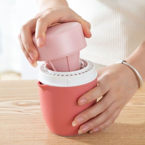 Presse agrume manuel avec un design unique en forme de citron deux modes d'utilisation pour différents fruits (Rose) (1/5)