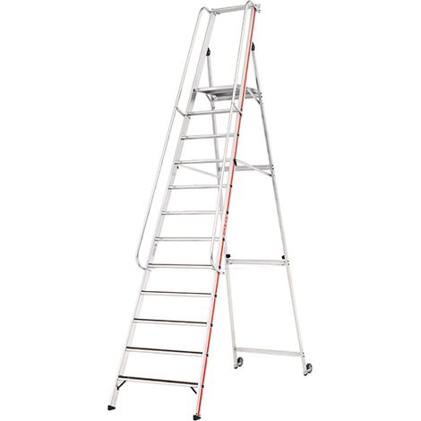 Escabeau grande plateforme 12 marches R13 - hauteur max de travail 4.80m - 868112