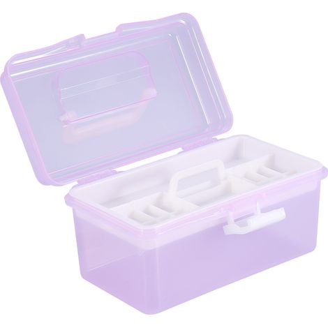 Coffret de rangement multifonction pour outils de manucure et cosmétiques, boîte de stockage violette taille S, organisateur de beauté portable (1/4)