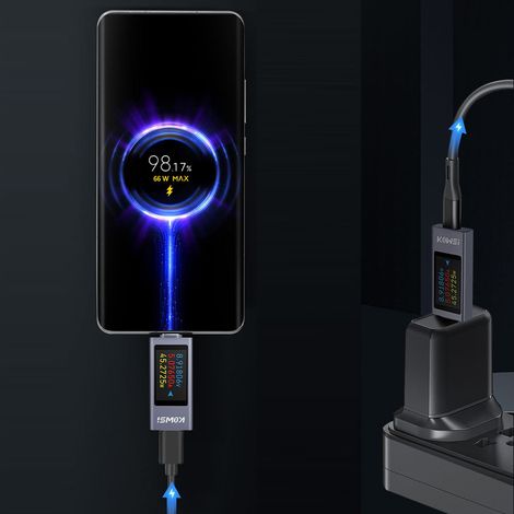 Tester di carica per cellulari di tipo C, voltmetro PD DC con alloggiamento in lega di alluminio, misuratore di potenza, tensione 4-30V 0-12A, test di ricarica rapida, piena compatibilità con le inter (1/5)