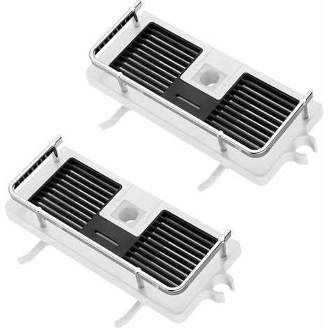 VURAHOME - Étagère de douche porte-savon de douche sans perçage avec porte-savon de douche, crochets et porte-serviettes auto-adhésif antirouille mural blanc 24 mm-25 mm (1/5)