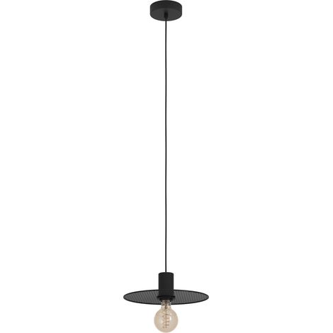 EGLO Pendelleuchte Esstisch Ikeston, Hängelampe für Wohnzimmer und Esszimmer, Metall Esszimmerlampe mit Streckgitter in schwarz, Lampe hängend mit E27 Fassung