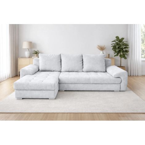 AX LIVING Manisa Wohnzimmer Couch L Form Couch hellgraues Schlafsofa L