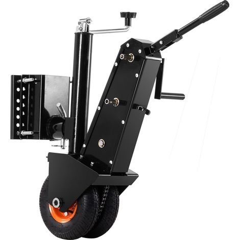 Chariot de Remorque, Capacité Charge de Languette 227 kg, Hauteur 330-590 mm, Pneu Caoutchouc Pneumatique 22,8 cm, Entraînement Manuelle ou Par Clé Électrique, pour Déplacer Remorque Camping-car (1/5)