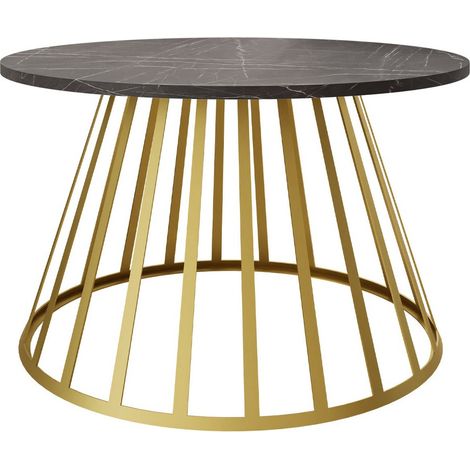 Mesa de centro Oswego 129, Mármol negro, 45x0x0cm, Diámetro: 75, Aglomerado laminado, Redonda