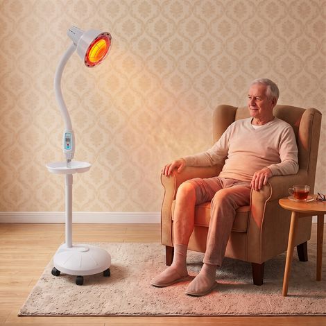 1.4m-1.7m Lampe chauffante à lumière rouge avec support, lampe infrarouge de 275W avec bras articulé, lampe de thérapie par infrarouge proche, Luminaire (1/5)