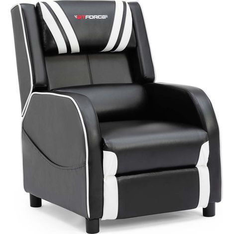 GTFORCE RANGER S FAUX LEATHER GAMING RECLINER ARMCHAIR SOFA RECLINING CINEMA CHAIR WHITE (1/5)
