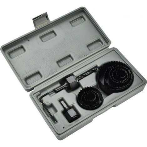11PCS Kit Scie Cloche, 19-64mm En Acier Au Carbone Downlights Foret Outils Cutter pour plaques de plâtre,Noir (1/5)