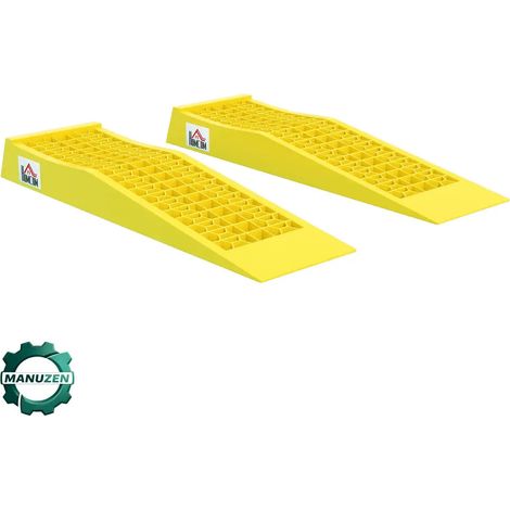 Manuzen - Rampes d’accès basses véhicule – lot de 2 en PP jaune (1/3)