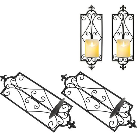 Chandelier mural carré en fer de style européen, chandelier en métal, chandelier carré en fer forgé à motif floral incurvé, décoration de cheminée pour salon, ornement mural (1/5)