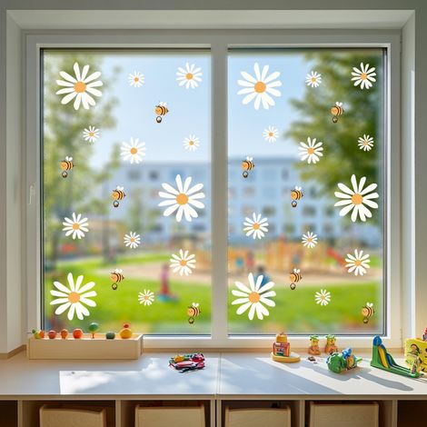 JSSEVN-5 Stück Fensteraufkleber, doppelseitige Aufkleber, Frühlingsdekoration für Zuhause, Büro, Geschäft, Wohnzimmer, Fenster (1/5)