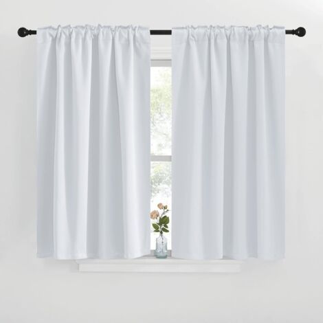 Rideaux courts / Demi-rideaux pour fenêtres de chambre, cuisine, camping-car et salle de bain — Blanc, 76 x 60 cm (Lot de 2)