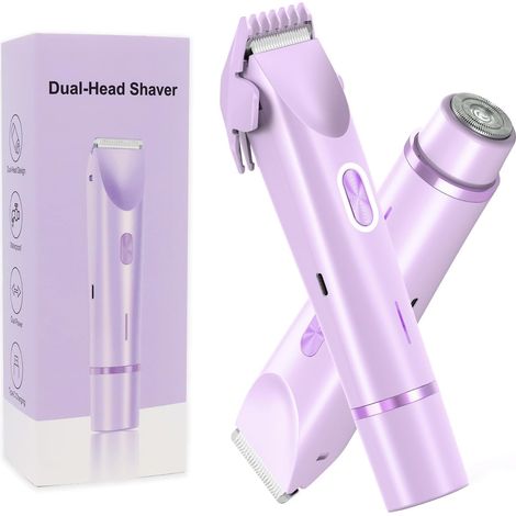 Tondeuse bikini 2 en 1 pour femme, rasoir électrique à double tête, poils pubiens, IPX7, étanche, bikini, aisselles, jambes, visage, corps (1/5)