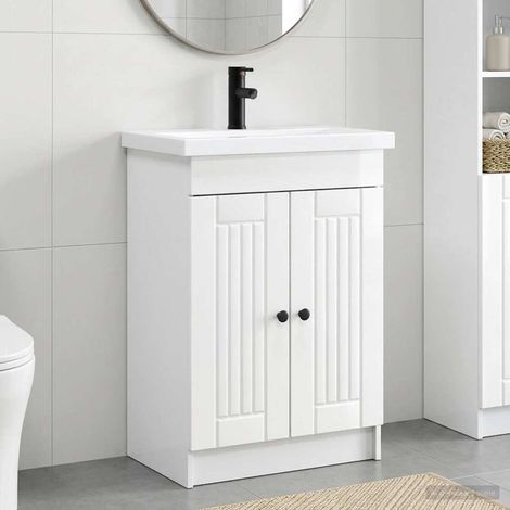 vidaXL Badezimmermöbel-Set Hochglanz Weiß 78,5 x 37,5 x 81 cm (1/5)