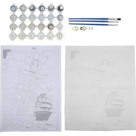 Peinture par Numéros Navire de Guerre à Voile 15.7x19.7 pouces, Imperméable, Indélébile, Coloris Vifs, Facile à Colorier (1/5)