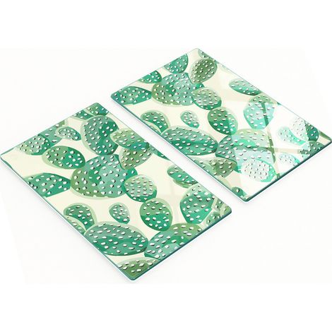 Tableros de vidrio decorativos multifuncionales con estampado de cactus, 2x30x52 cm.