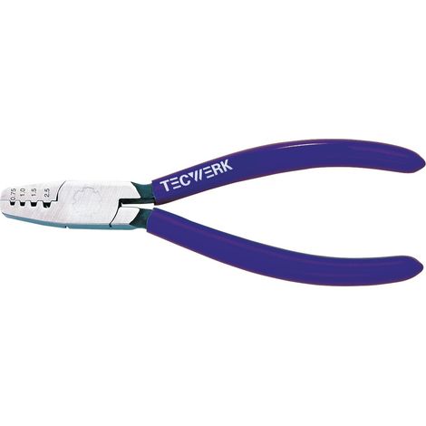 Pince à sertir embouts de câbles Longueur totale 145mm 0,25-2,5 (AWG 23-13)mm² avec revêtement en plastique poli TW (1/4)